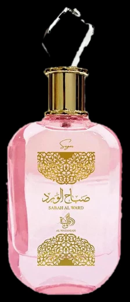 Frasco rosa claro do Al Wataniah Sabah Al Ward Sugar 100ml